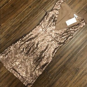 Bronze sparkly sequins party dress xs